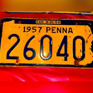Pennsylvania Vintage 1957 License Plate. 26040